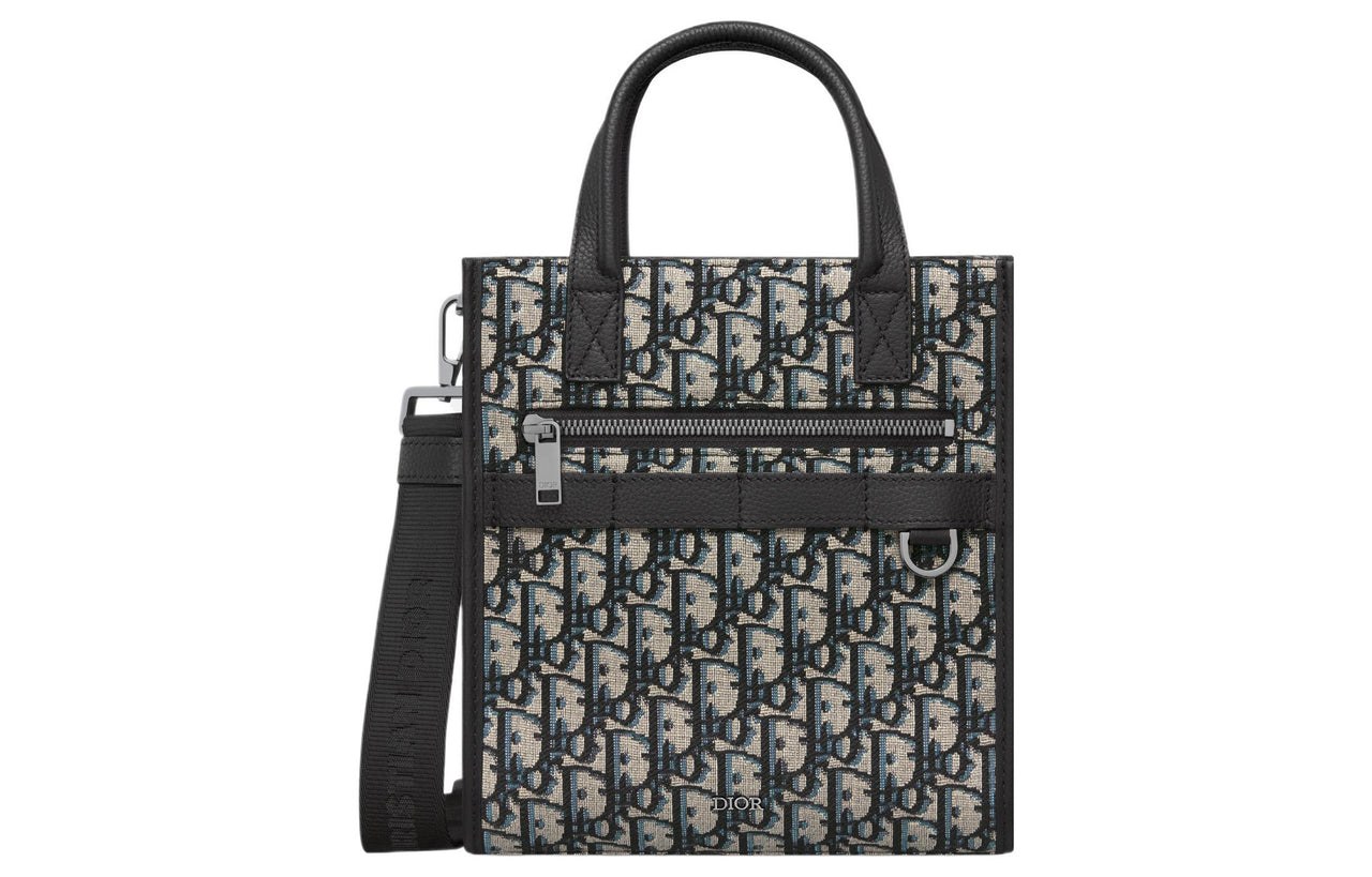 DIOR Oblique Printed Fabric Tote Bag, Shopping Bag, Handbag, Shoulder Bag, Crossbody Bag Regular Men's Beige & Black