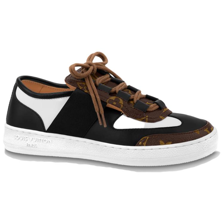 LOUIS VUITTON Low Top Stylish Skateboarding Shoes Women's Black White Brown