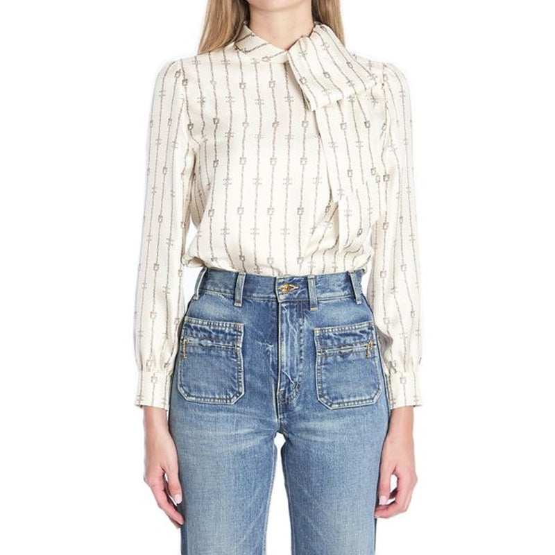 CELINE Lavalliere Bow Detailed Blouse