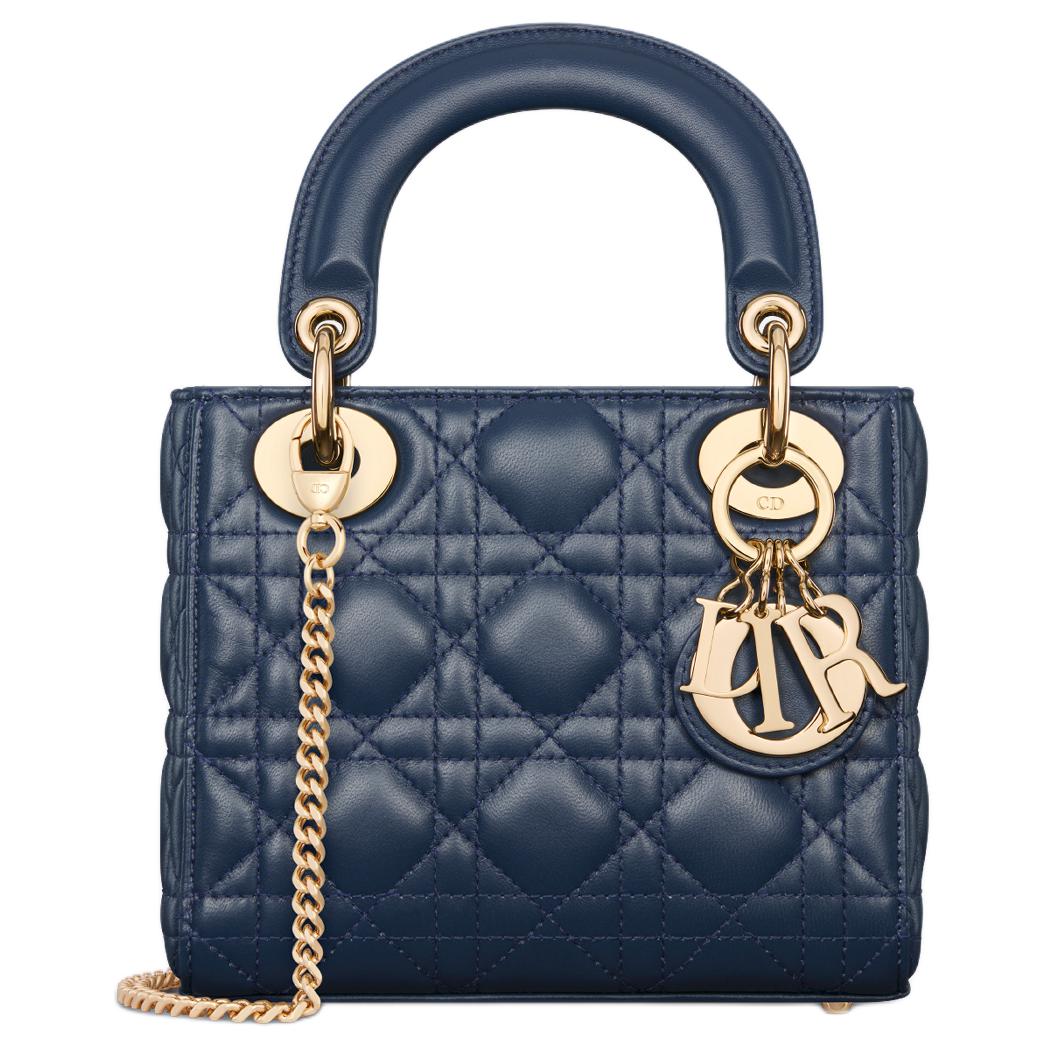 DIOR Lady Dior Lambskin Lady Dior Bag, Shoulder Bag, Crossbody Bag, Handbag Mini Women's Deep Sea Blue