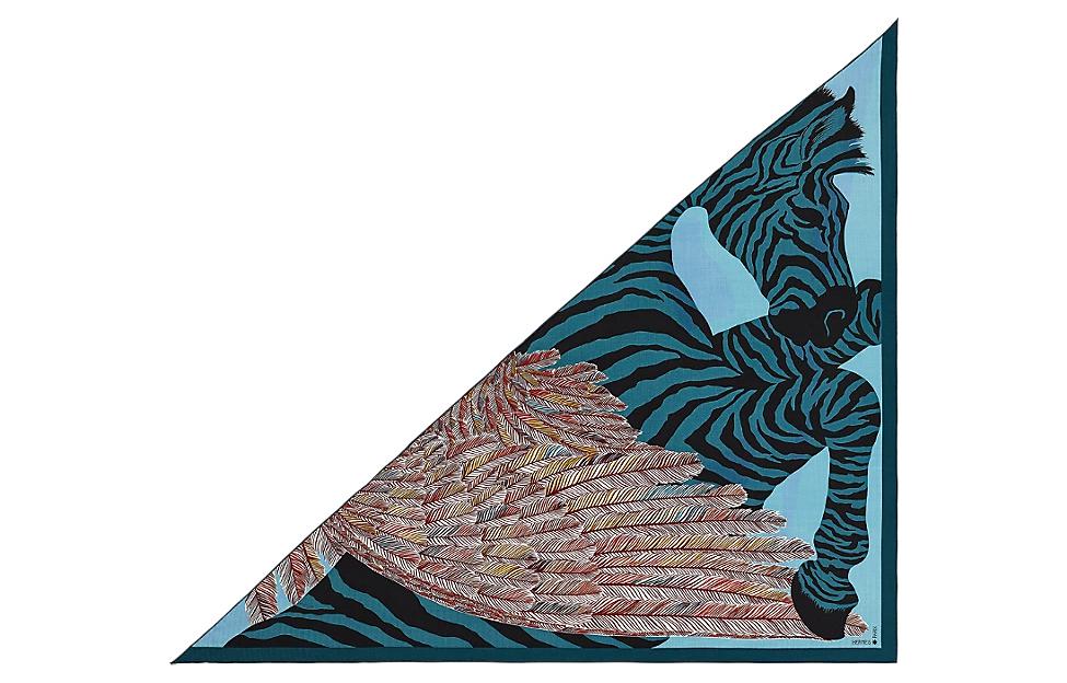 HERMES Silk Scarves Women's Blue/Bordeaux/Beige