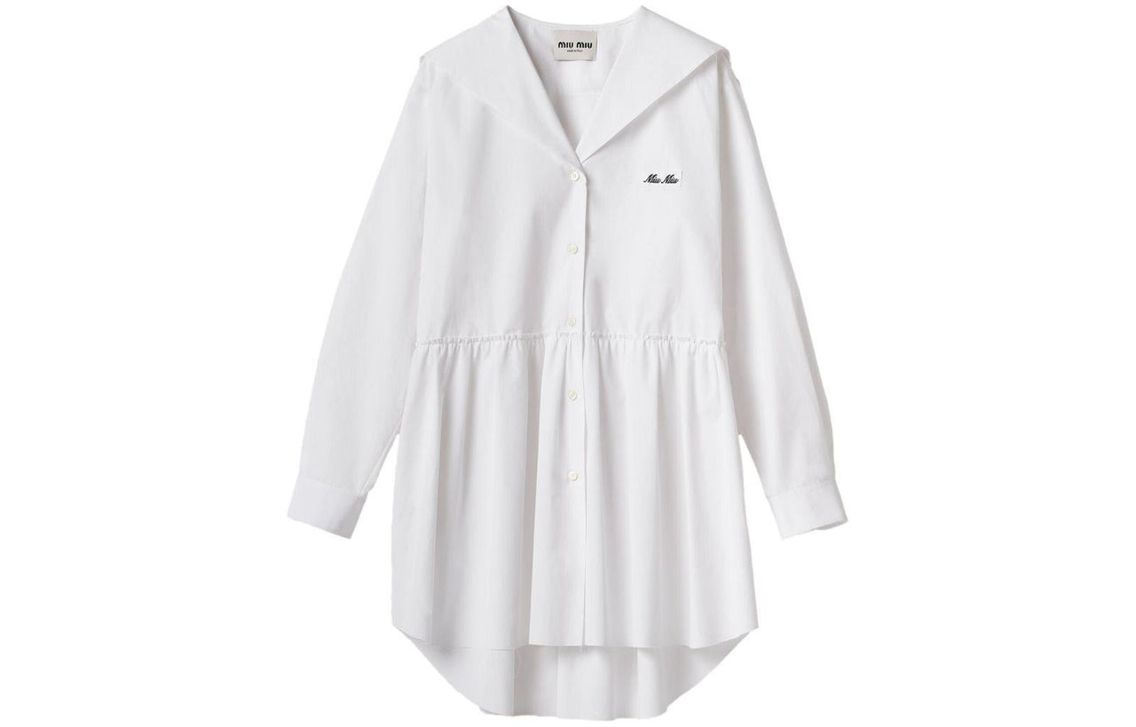 MIU MIU SS24 Long Sleeved Dress Women's White