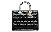 DIOR Lady Dior Patent Leather Cowhide Dior Bag Shoulder Bag Crossbody Bag Handbag Large Size Women's Black