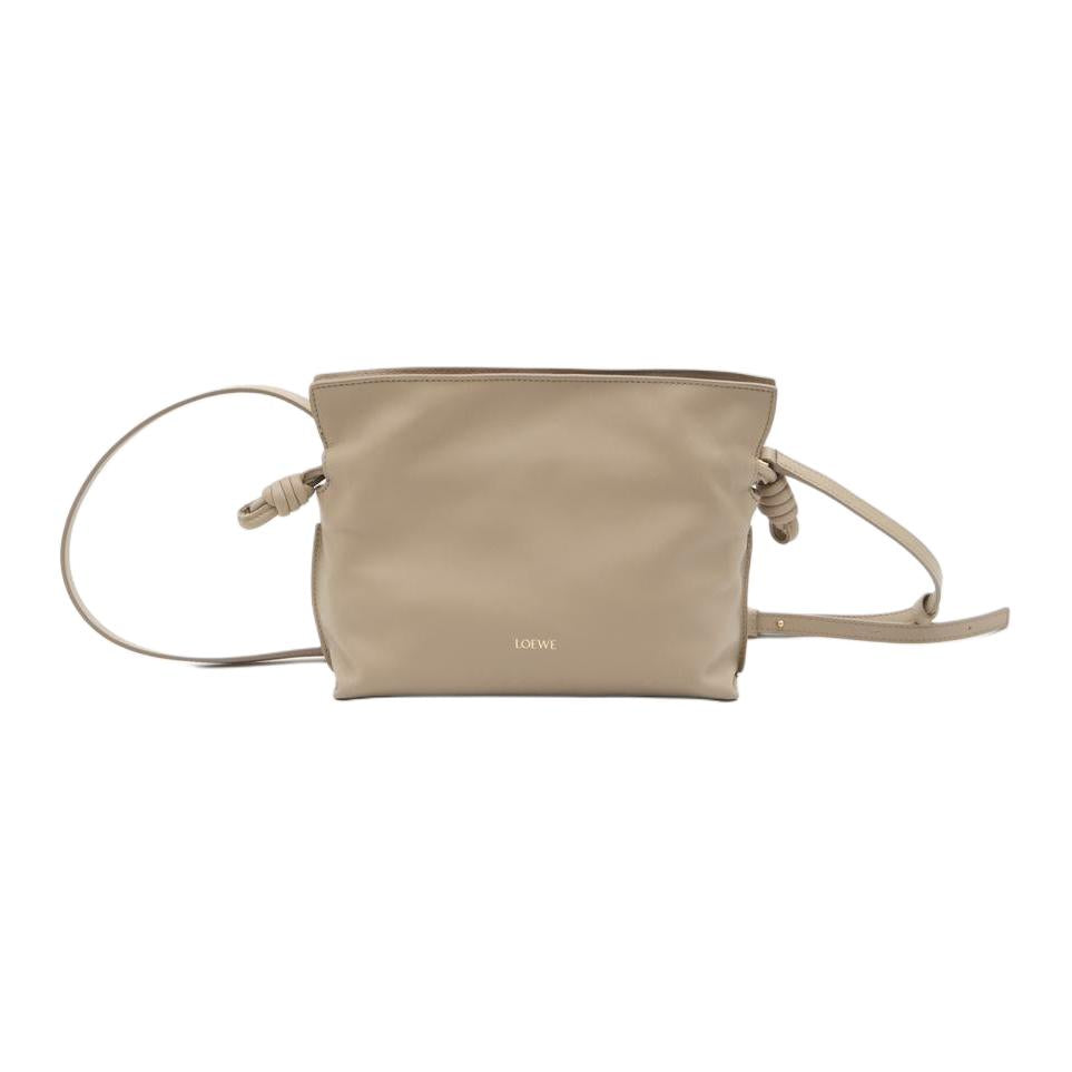 LOEWE Flamenco Calfskin Clutch Bag Over The Shoulder Mini Women's Beige
