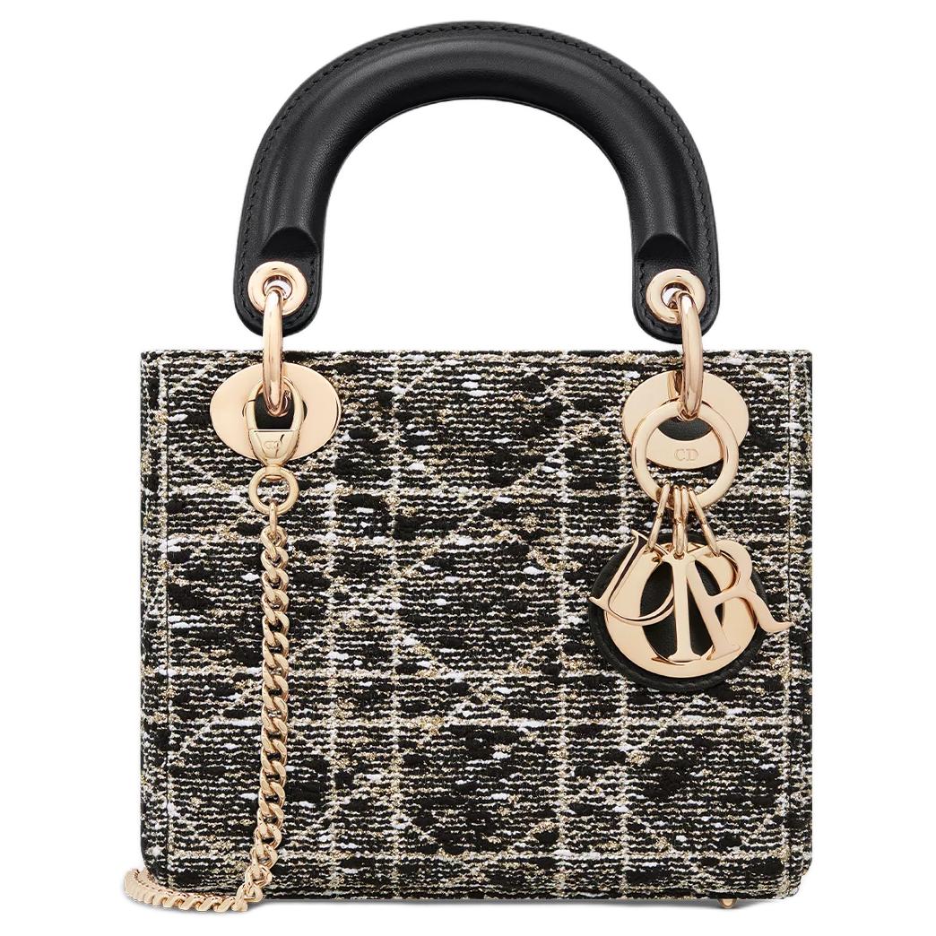 DIOR Lady Dior Cotton Lady Dior Bag, Shoulder Bag, Crossbody Bag, Handbag Mini Women's Black