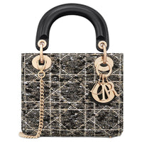 DIOR Lady Dior Cotton Lady Dior Bag, Shoulder Bag, Crossbody Bag, Handbag Mini Women's Black