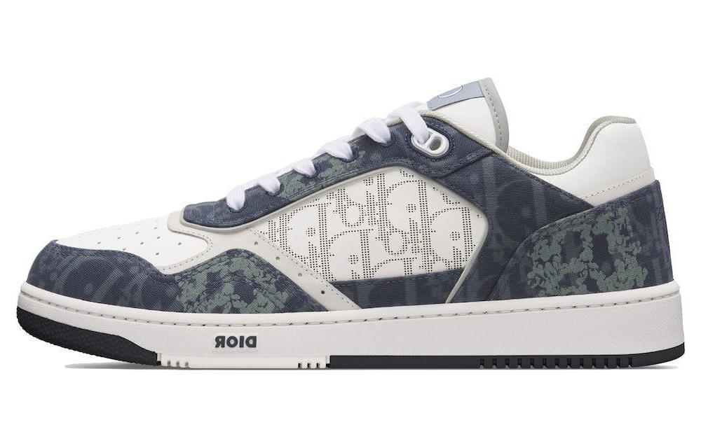 DIOR B27 Low Denim Blue White DIOR Tears Oblique Galaxy Leather