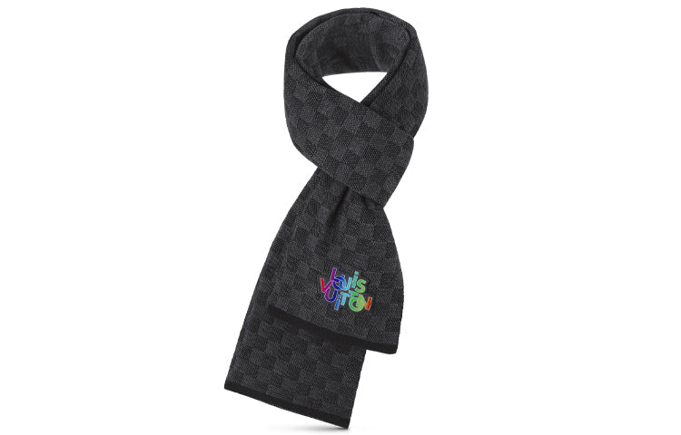 LOUIS VUITTON Wool Knit Scarf Men's Black