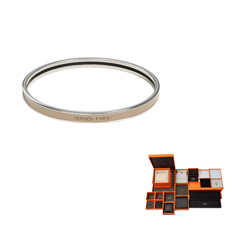 HERMES Enamel Bangles Unisex Brown