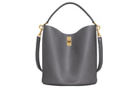 CELINE Smooth Cow Leather Bucket Bags Shoulder Bag Crossbody Bag Handbag Women's Smoke Gray