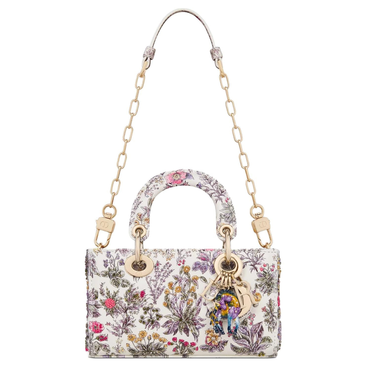 DIOR Lady D JOY Calfskin One Shoulder Handbag Micro Women's Ecru