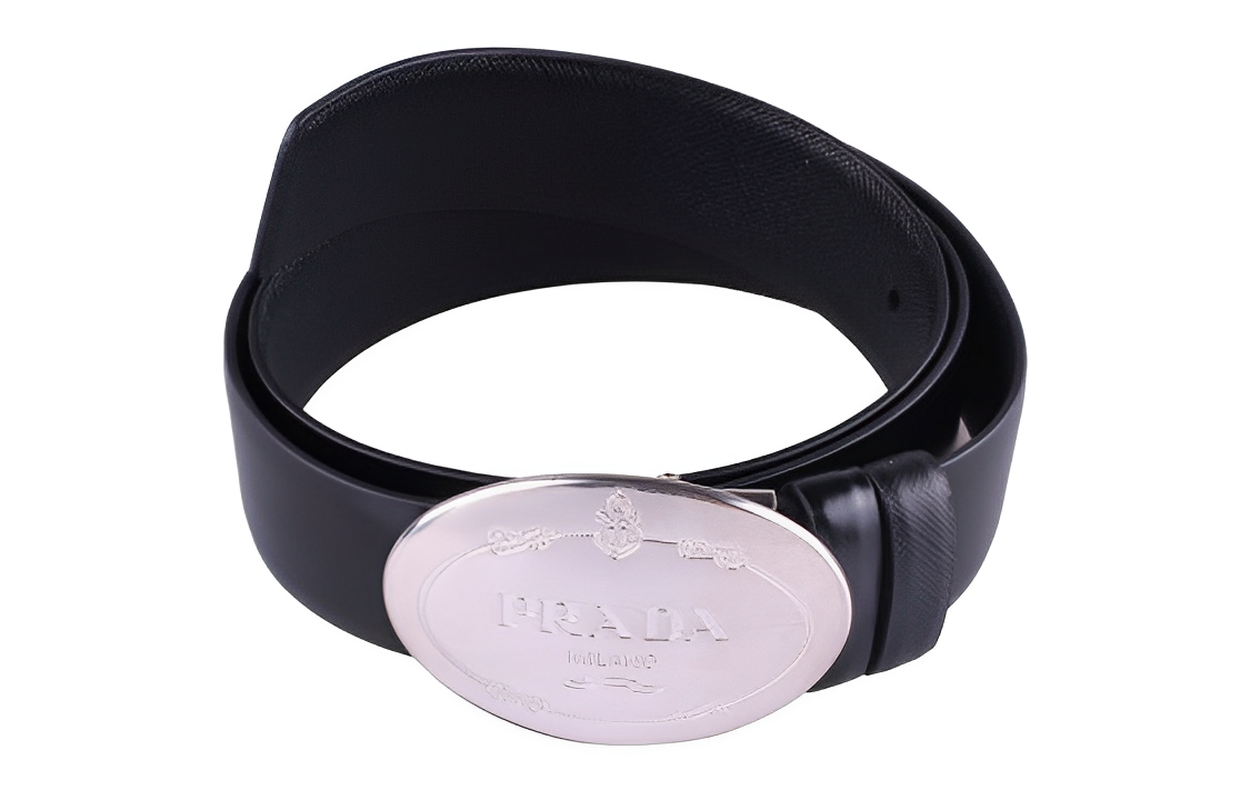 PRADA Casual Double-Sided Plate Buckle Cow Leather Leather Belts Men's