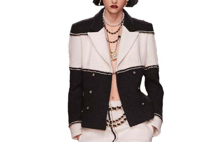 CHANEL Jacket Women's Black White