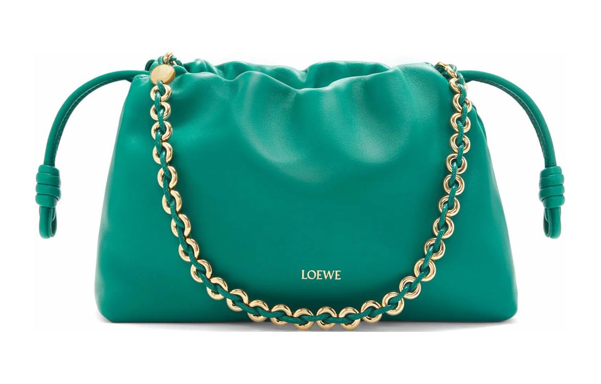 LOEWE Flamenco Soft Nappa Sheep Leather One Shoulder Crossbody Clutch Women's Jadeite Green