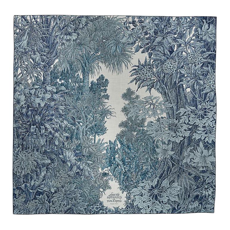 HERMES Cashmere Silk Shawls Unisex Blue