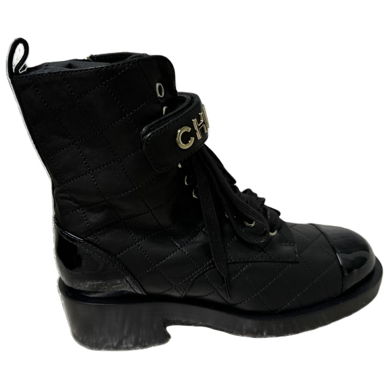 CHANEL Short Martin Boot Women's Black