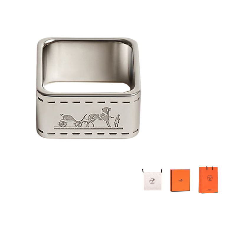 HERMES Silver-Plated Palladium-Plated Silk Scarf Clip Women's Silver