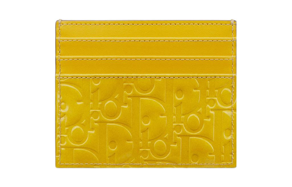 DIOR Leather Card Holder Men's Yellow