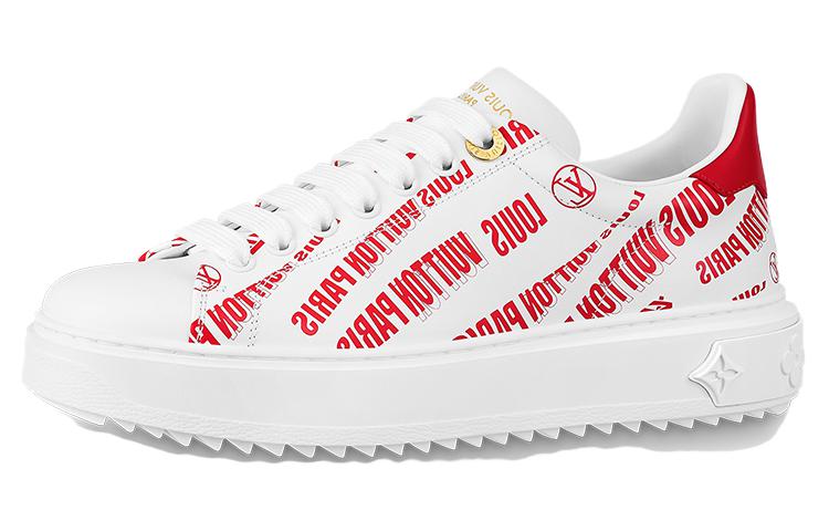 LOUIS VUITTON Time Out Stylish Skateboarding Shoes Women's White Red