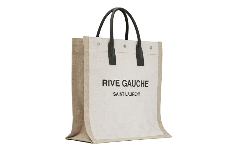 SAINT LAURENT Rive Gauche North/South Tote White Linen/Beige