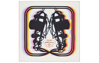 HERMES Silk Scarves Unisex Cream/Black/Neon Pink