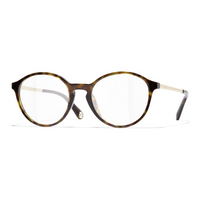 CHANEL Acetate Irregular Shape Eyeglass Frames Unisex Tortoiseshell