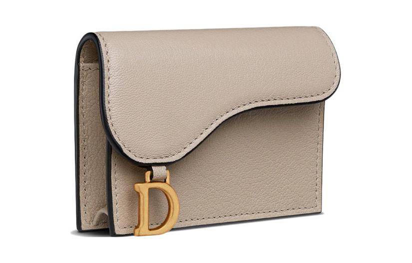 DIOR Saddle Sheepskin Card Holder Women's Sand
