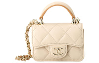 CHANEL Sheepskin Coin Purse, Mini Bag, Handbag, Shoulder Bag, Crossbody Bag Mini Women's Beige, Brown & Multicolor