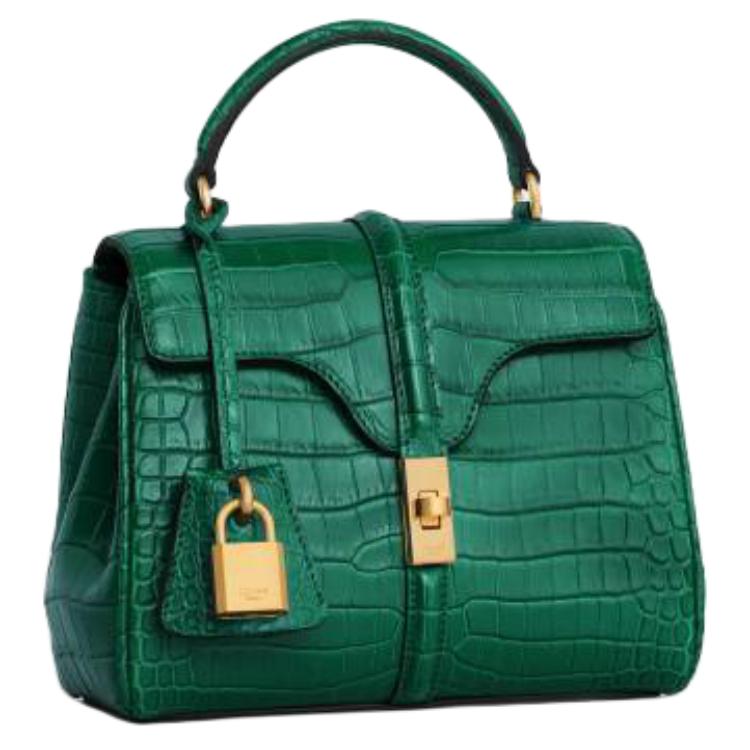 CELINE 16 Crocodile Leather Shoulder Bag Crossbody Bag Handbag Women's Green
