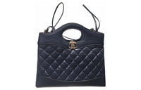 CHANEL Cow Leather Handbag, Shoulder Bag, Crossbody Bag Mini Women's Dark Blue