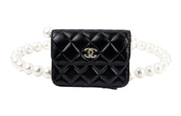 CHANEL Lambskin Coin Purse Crossbody Bag Shoulder Bag Women's Black