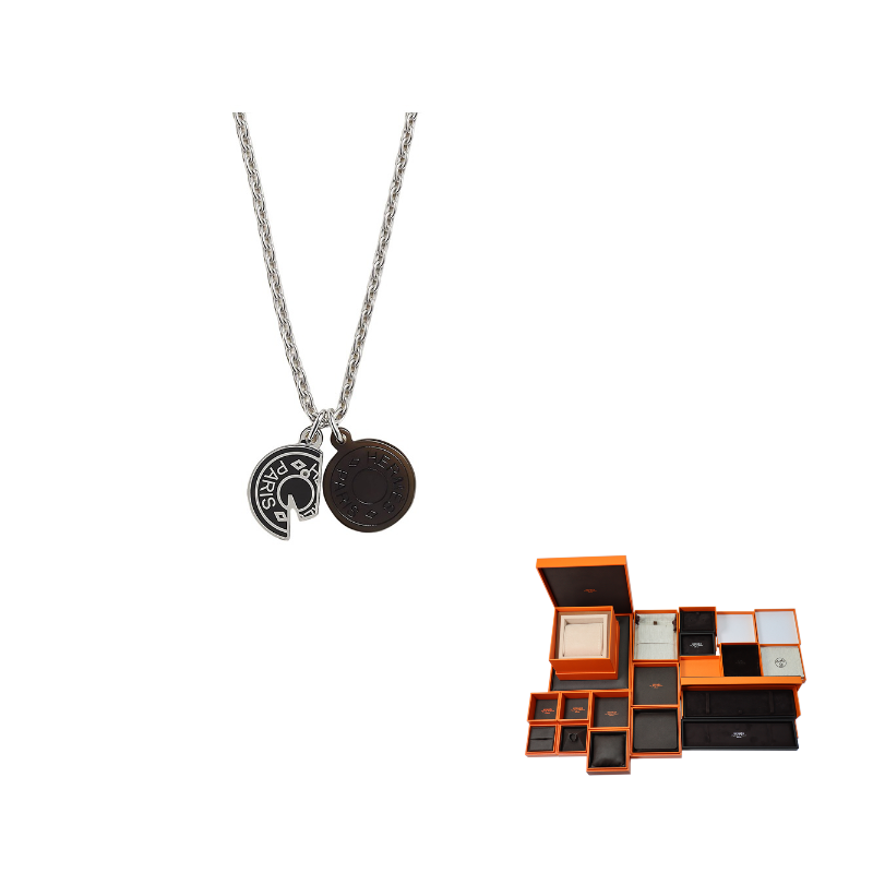 HERMES Metal Necklaces Unisex Silver