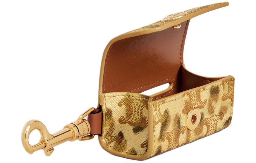 CELINE Canvas With Calfskin Storage Bag Unisex Leopard Print