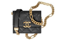CHANEL Grain Embossed Calfskin Coin Purse, Clutch, Shoulder Bag, Crossbody Bag Women's Black