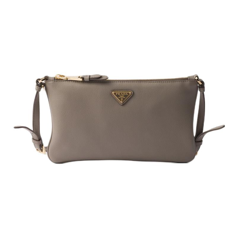 PRADA Calfskin Handheld Shoulder Bag Women's Clay Gray
