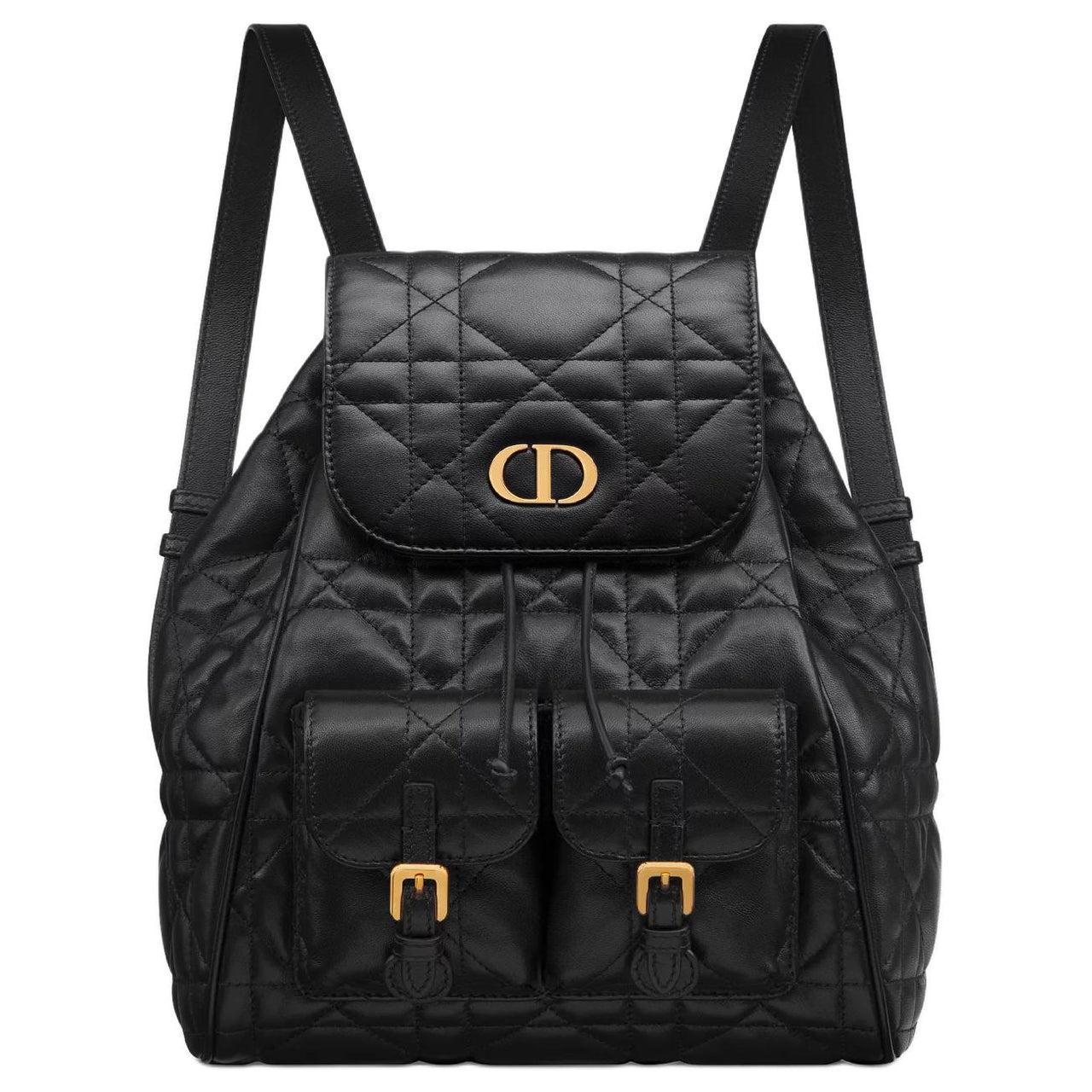 DIOR Caro Sheepskin Backpack Medium Size Women's Black