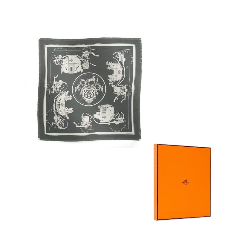 HERMES Mulberry Silk Silk Scarves Men's Gray