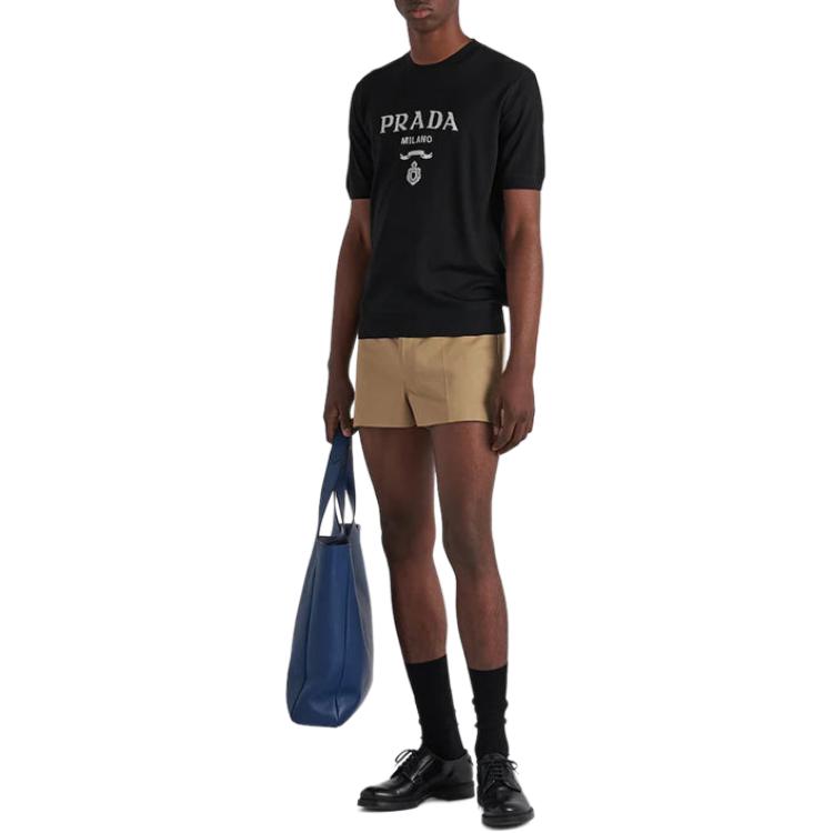 PRADA Superfine Wool Short Sleeve Crewneck Sweater