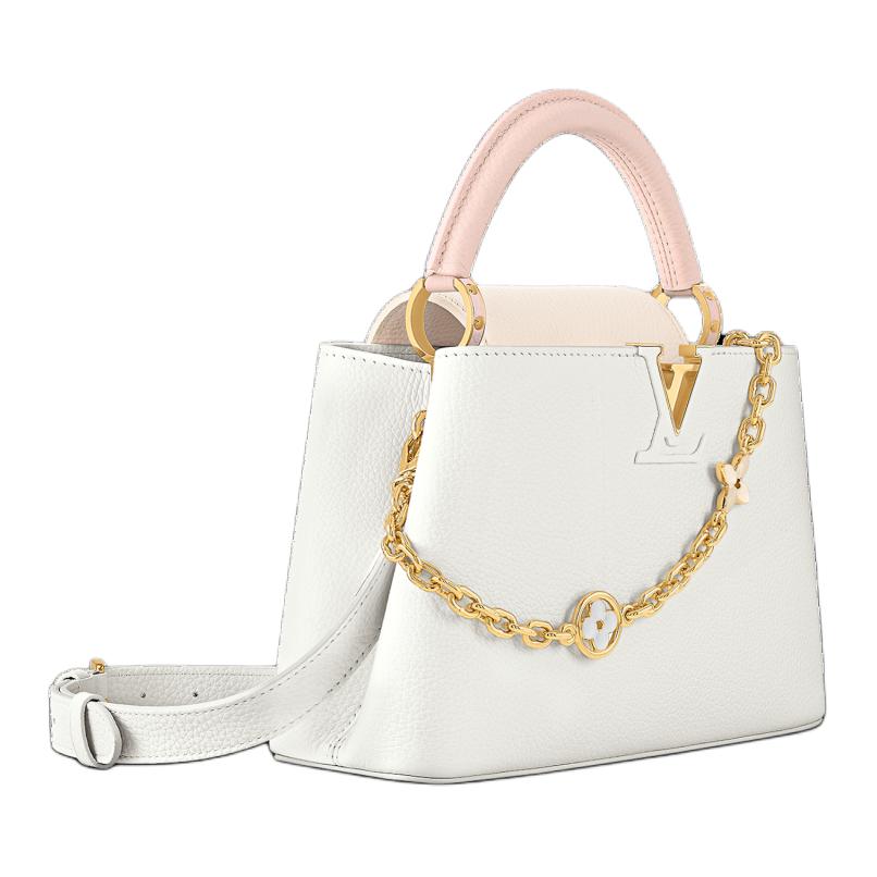 LOUIS VUITTON Capucines Taurillon Cow Leather Shoulder Bag, Crossbody Bag, Handbag Regular Women's White & Pink