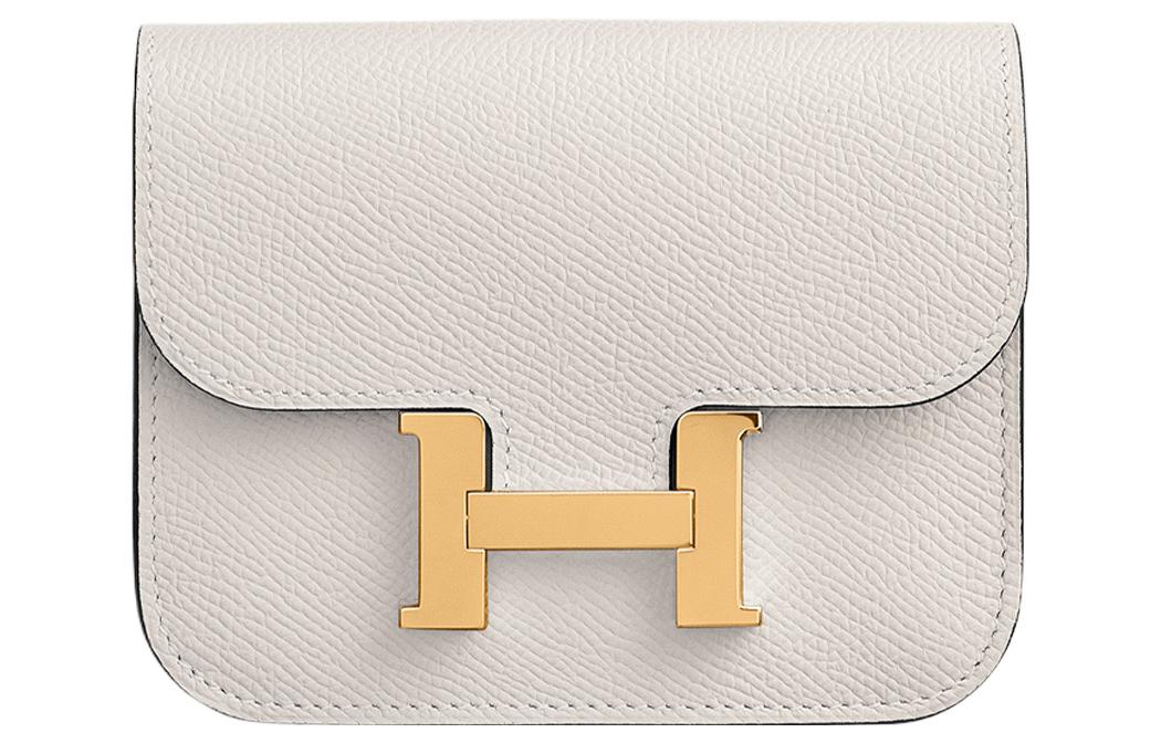 HERMES Constance Slim Epsom Leather Wallet Card Holder Coin Purse Fanny Pack Regular Women's Light Gray