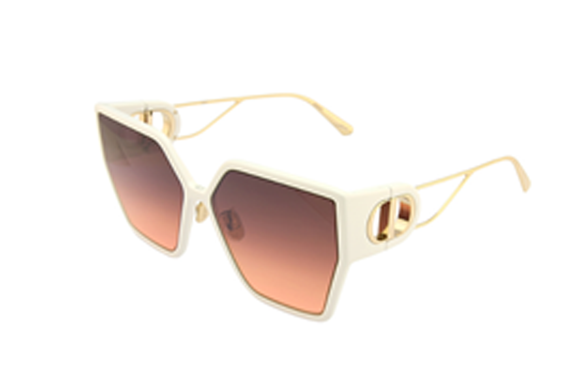 DIOR Metal Plate Irregular Shape Sunglasses Unisex White