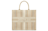 DIOR Fabric Tote Bag Shopping Bag Shoulder Bag Crossbody Bag Handbag Large Size Women's Beige