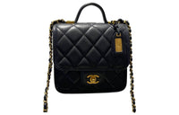 CHANEL Cow Leather Messenger Bag Tofu Bag Handbag Shoulder Bag Crossbody Bag Small Size Women's Dark Blue