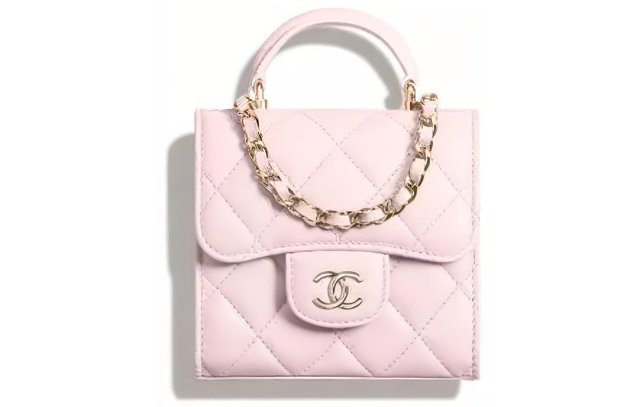 CHANEL Lambskin Clutch Women's Pink