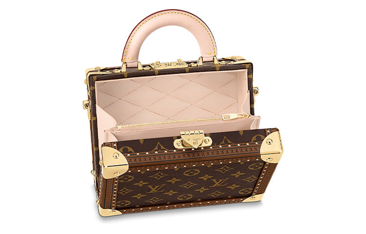 LOUIS VUITTON Coated Canvas With Leather Trim Suitcase Travel Bag Hard Case Regular Women's Brown