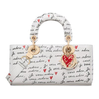 DIOR Lady D-JOY Calfskin Shoulder Bag Crossbody Bag Handbag Small Size Women's White