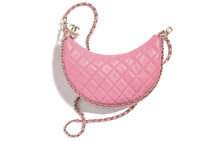 CHANEL Lambskin Moon Bag Moon Shape Bag Dumpling Bag Hobo Bag Crossbody Bag Shoulder Bag Women's Pink