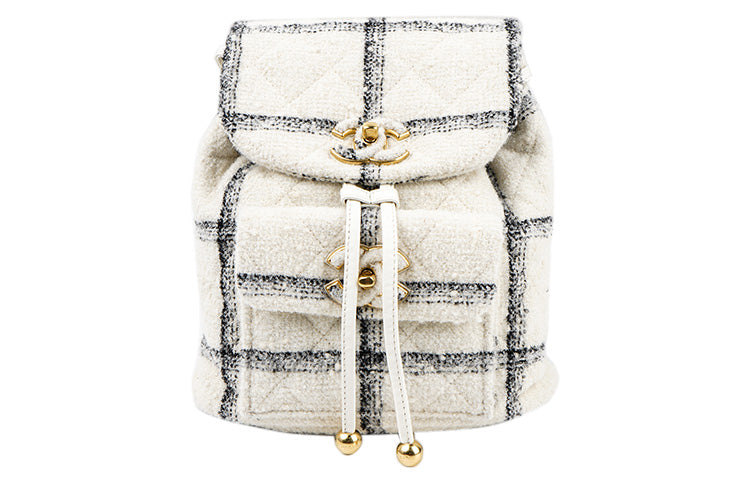 CHANEL 22K Autumn And Winter Woolen Backpack Women's White