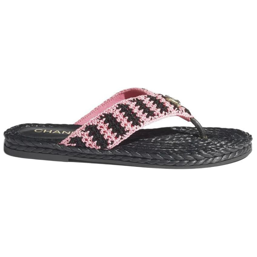 CHANEL Flip Flops Women's Black Pink