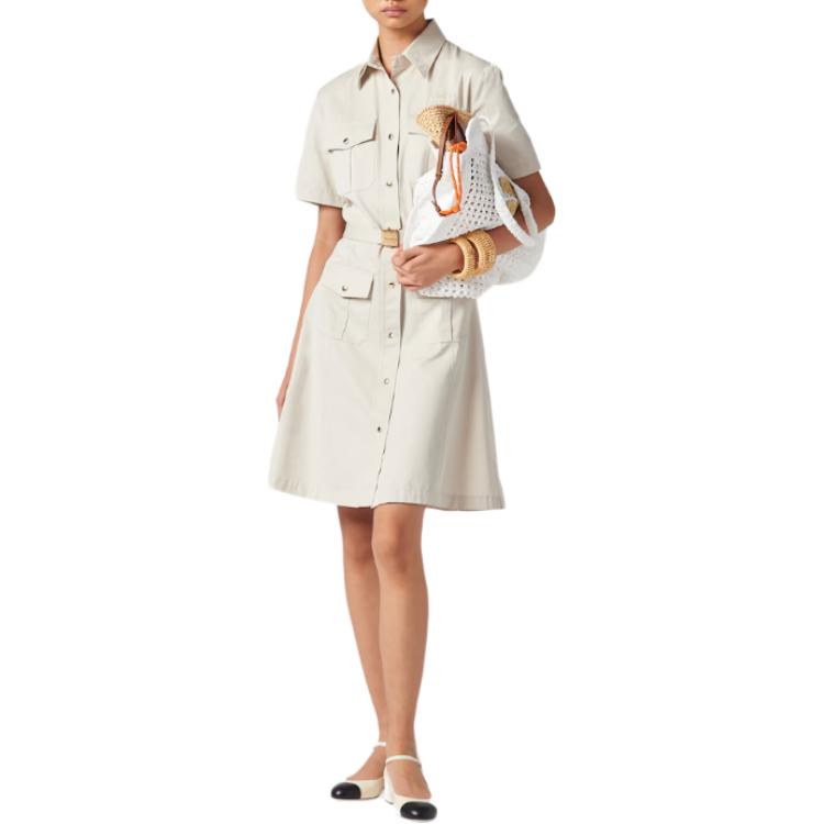 MIU MIU Logo-Patch Belted Shirt Dress